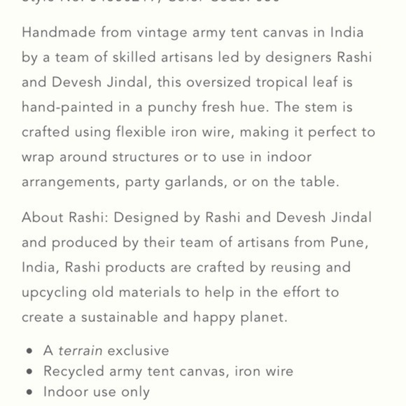 Anthropologie Canvas Yellow  Cala Lily Leaf - Picture 3 of 5